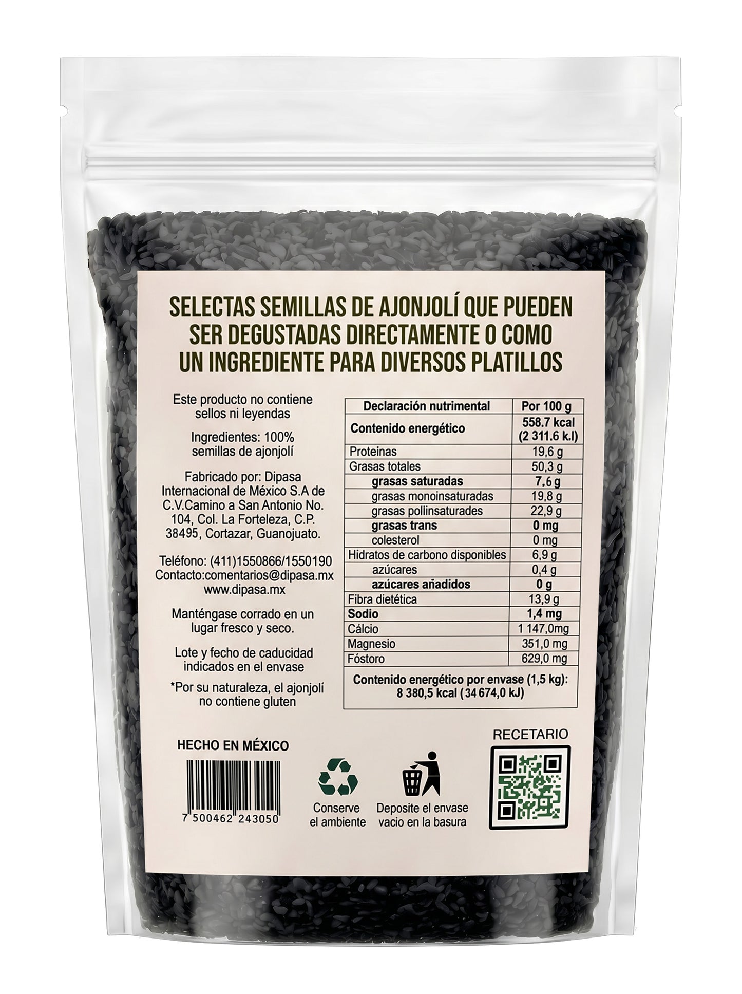 
                  
                    Semillas de Ajonjolí Negro 1.5 kg
                  
                